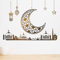 2 Stück Ramadan Aufkleber Wanddekoration, Eid Mubarak Wandkunst Dekoration, Eid Islamische Dekoration, Mond Sterne Buchstaben Selbstklebende Aufkleber Golddekor, Wandaufkleber für Zuhause (A)