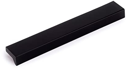 Emuca - Möbelgriff Bremen, Achsabstand 128 mm, L160 mm, Schwarz eloxiert, Aluminium, 5 einh