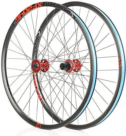 XF2046 Classic MTB Mountainbike Vorder- und Hinterrad, schlauchlos, für Shimano 8-11S - 26/27,5/29 Zoll schwarz rot (29 Zoll)