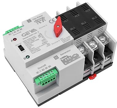 GEYA Automatischer Transferschalter Elektrische Schalter Doppelschalter 3-polig 63A 220V 50/60Hz Netzwerk zu Wechselstromgenerator (schwarz)