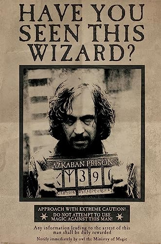 Grindstore Laminiertes Harry Potter Wanted Sirius Maxi-Poster, Schwarz