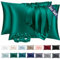 Vielit 2er Set Satin Kissenbezug 40 x 80 Dunkel Grün, Weich wie Seidenkissenbezug 40x80,Bessere Pflege als Silk Pillosecase,Satin Kopfkissenbezug Kissenhülle für Haar und Haut mit 2 Haargummis
