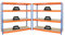 PROREGAL Mega Deal | 2X Profi Schwerlastregal Rhino | HxBxT 180x200x60cm | 4 Spanplatten-Ebenen 8mm | Fachlast 500kg | Blau-Orange | Garagenregal Lagerregal Steckregal Weitspannregal