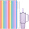 Tomorotec 15 Stück wiederverwendbare Silikonstrohhalme für Stanley Cup, 31 cm lang, inklusive 2 Reinigungsbürsten, passend für 40oz, 30oz, 20oz Becher, BPA-frei, spülmaschinenfest (Rainbow Colors）