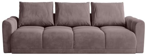 BROMARKT Sofa mit Schlaffunktion 236x94x72 cm - Kollektion NUBES - Elegante Schlafcouch mit Bettkassen - Couch 3 Sitzer für Wohnzimmer - Schlafsofa mit Bettkasten - Sofa 3-Sitzer - Altrosa