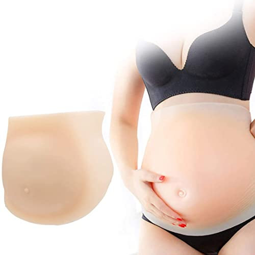 CYMYYDS Gefälschter Schwangerschaftsbauch aus Silikon, Künstlicher Silikon Schwangerer Bauch mit Klettverschluss Bauchband, Elastischer Anti-Shake Falscher Bauch,8-10monthstwins