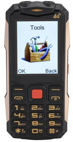 Jectse 4G Rugged Phone, 2.6 Inches Large Button Outdoor Phone, 4800mAh 64MB 1GB Unlocked Anti Slip Cell Phone with SOS Alarm, Voice Broadcasting, 9 Preset Numbers, Flashlight (Black)