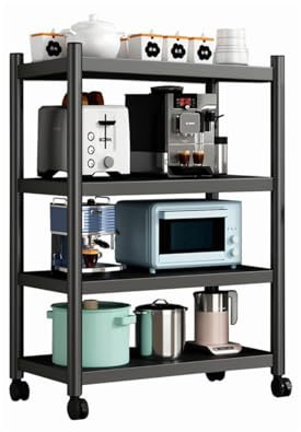 MAGIC SELECT Estantería para Almacenaje,Estante con Ruedas, Estantería de Pie,Repisa Metálica Multiusos, Mueble para Cocina, Baño, Habitación, Garaje, Salón con 4 Baldas de Almacenamiento.
