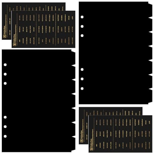 DY.2ten schwarze Ordner Trennblätter A5 6 Loch 14 Blätter / 2 Sets, Kunststoff Ordner Register A5 Index Teiler für Ringbuch,Notizbuch,Planer(21cm x 14.2cm)