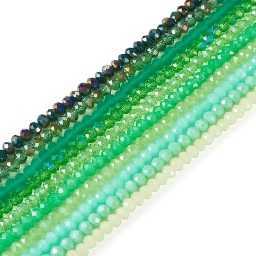Boutigem 1200 cuentas de cristal facetadas redondas de 4 mm con tema verde, cuentas sueltas redondas de cristal para collares, pulseras, aretes, joyería, manualidades