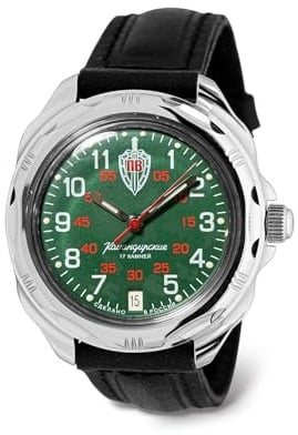 VOSTOK Komandirskie 211950 Border Troops Mechanische Handaufzieh-Armbanduhr | Lederband B®