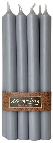 Nordring 8 Stabkerzen Rustik hellgrau 2,2 x 25 cm hoch durchgefärbt RAL-zertifiziert