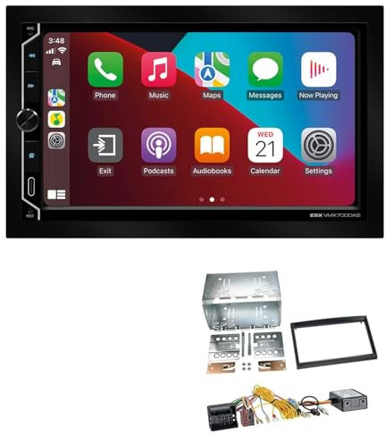 ESX VMX700DAB 2-DIN Autoradio kompatibel mit Wireless Apple CarPlay Android Auto Bluetooth DAB+ passend für Citroen Berlingo ab 2008 schwarz mit Canbus