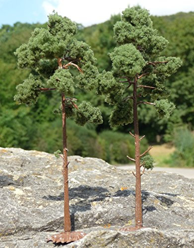 Generisch 4-STÜCK Modellbau Bäume KIEFERN mit Fuß 16cm hoch Wunder SCHÖN