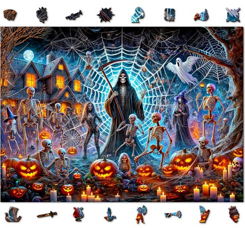 WOODEN.CITY Sensenmann Halloween 1000 Teile Holzpuzzle - Gruselspaß für Puzzle-Enthusiasten