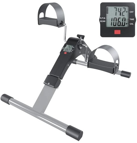 Pedaliera Riabilitazione Mini Cyclette Dispositivo Pieghevole Per Anziani Bike Bicicletta Pedali Antiscivolo Schermo Display LCD Ginnastica Passiva Esercizio Fitness Gambe Braccia Da Tavolo Scrivania