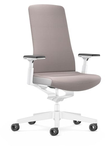 Interstuhl Bürostuhl Pure Interior Edition - Der Schreibtischstuhl der Sich an Gewicht und Bewegung anpasst - ergonomische Smart-Spring Technologie - Made in Germany (4D-Armlehne, Taupe | Weiß)
