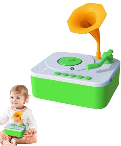 Yabauuop Reproductor de música para niños pequeños,Reproductor de música para niños, Juguetes musicales Narrador Gramófono, Tocadiscos de gramófono con 96 tarjetas, juguetes educativos, reproductor de