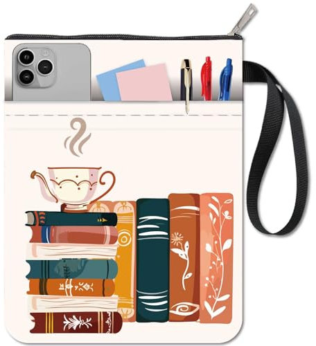 CRASPIRE Custodia Protettiva per Libri in Tessuto Lavabile con Cerniera e Tasca Extra per Amanti dei Libri, Compagni di Classe, Lettori, Bibliotecari, Regali