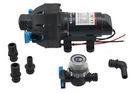 12 Volt Frischwasserpumpe Europump 8 Liter/min oder 11 Liter/min für Boot | Kunststoff | ABS | Selbstansaugend | Abnehmbar | Schlagfest | Für Boote & Wohnmobile, Wassertanks & Boote | Für Wohnmobil