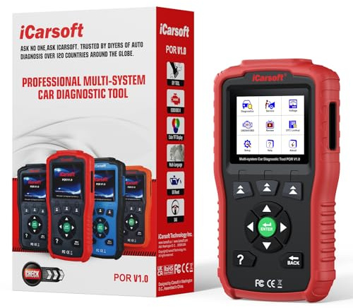 iCarsoft OBD2 Scanner for Porsche, Full System POR V1.0 Car Diagnostic Tool, Automotive Code Reader with Oil/SAS Reset, Battery Test, Live Graph Data, Full OBD Functions, Lifetime Free Updates