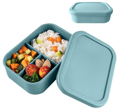 Fiambrera con Compartimentos 800 ml Lunch Box Sin BPA Hermetica Fugas,Bento Box Fiambrera Infantil a Prueba de Fugas,Lonchera para Escuela,Oficina,Campamento,Microondas y Lavavajillas(Azul Pavo Real)