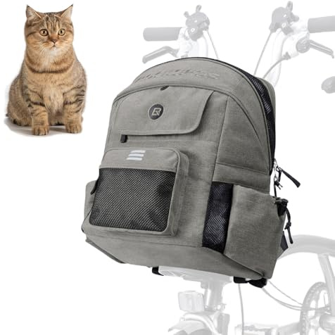 ROCKBROS Lenkertasche für Brompton, Fahrradlenkertasche für Haustier | Rucksack Atmungsaktiv und Bequem, Fahrradtasche Faltrad für Hunde und Katze, Grau