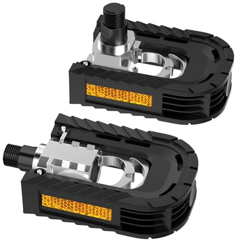 Dorglix 1 Paio Pedali Flat MTB, Pedali Pieghevoli Bici, Pedali per Bicicletta Antiscivolo Impermeabile, Alluminio Pedali, Accessorie per Ciclismo All'aperto(Nero, 123mm x 70mm x 27mm)