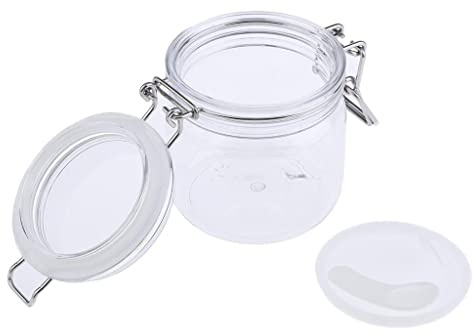 Reusable Lip Balm Container Body Lotion Cosmetic Pot Jar with Spoon - Clear 500g Refillable Storage for Moisturizer, Face Gel, Hand Mud- 300g