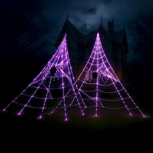 Riesige leuchtende Spinne und Netz, Halloween-Dekorationen für den