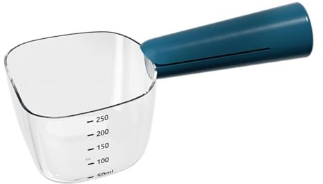 Durlo Messbecher Für Hundefutter Mit Skala, Präziser Tierfutter-Messbecher Mit Beutelclips Für Drinnen, Unterwegs Und Draußen, Blau