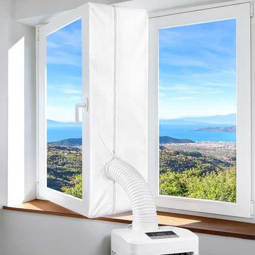 Klimaanlage Fensterabdichtung, Fensterabdichtung für Mobile Klimageräte, Selbstklebend Klima Fenster Abdichtung für Kippfenster Dachfenster, Double Zip Air Conditioner Window Seal, Hot Air Stop(400cm)