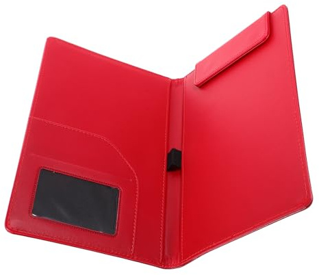 Magnetisches Klemmbrett A5 aus PU mit Clips Rot für Papier | Besprechungen, Präsentationen und Schule, Hält Unterlagen Sicher, Kompakt und Ordentlich