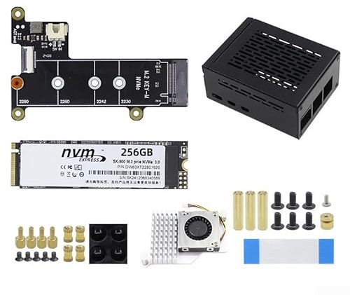 Für Raspberry Pi 5 kompatible M.2 NVMe SSD Erweiterungsplatine mit Protokoll für konsistente Hochgeschwindigkeits-Lese- und Schreibvorgänge (X1001 + Lüfter + 128 GB)