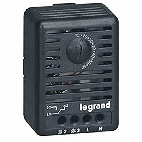 Legrand 034847 Thermostat de 5°C à 60°C avec Contact à Ouverture ou Fermeture pour Coffret ou Armoire, Fixation sur Rail