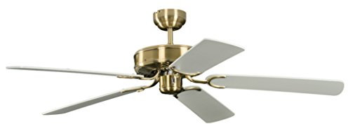Potkuri 52 inch / 132 cm Ceiling Fan without Lights in Antique Brass with Pull Cord and Blades in White