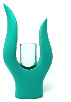 Flamme Deko Holz Vase türkis Dekoartikel Geschenk Weihnachten Advent Design (türkis)