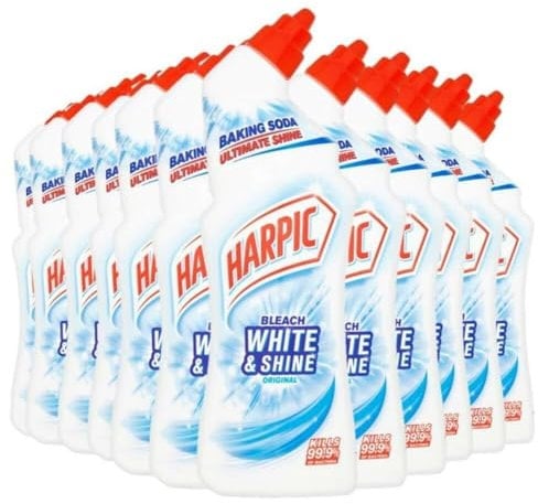 Harpic Toilet Bleach Gel, Original Scent, Pack 6 x 750 ml, Kills 99.9% of Bacteria, Toilet Cleaner