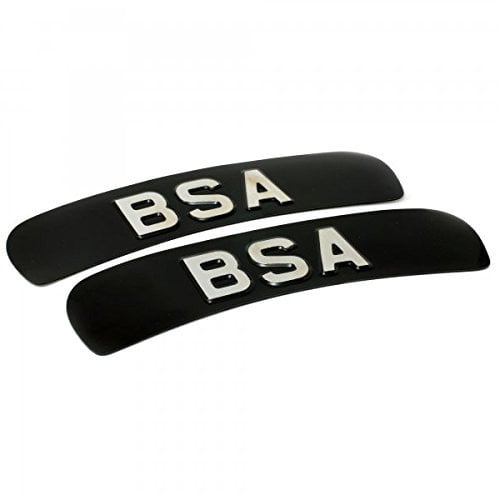 Jepson BSA Classic Motorcycle Branded Curved Show Plate Black & Silver SET OF TWO