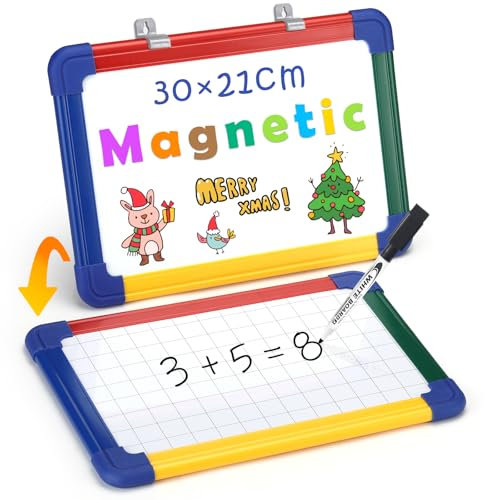Swansea Small Whiteboard A4, Double Side Magnetic White Board for Kid Teacher Classroom Homeschool, Portable and Wall-Mount, 30x21cm