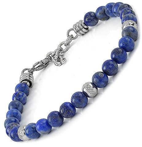 10:10 Lapislazuli Steinarmband für Männer und Frauen, Hergestellt in Italien, Stein, Lapislazuli, Stein, Lapis Lazuli