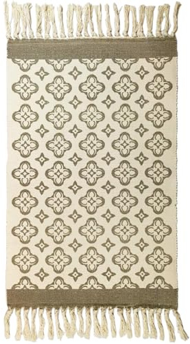 GMMH Baumwollteppich, Waschbar, Boho Teppich, 60 x 90 cm, Flickenteppich Azteken Mexiko Teppich (Design 2)