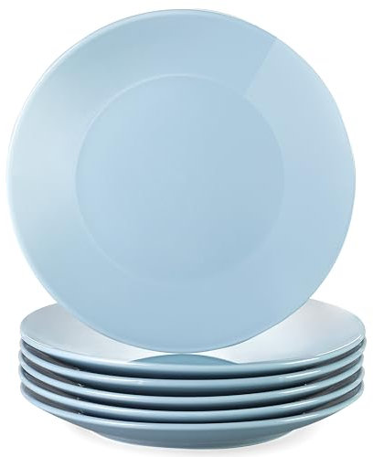 LOVECASA 'Sweet' 6-Piece Dessert Plates Round China Porcelain Side Plate Snack Plate Salad Plate for Salad/Fruit/Snack Plate, Light Purple 21.5 * 21.5 * 2.5 cm