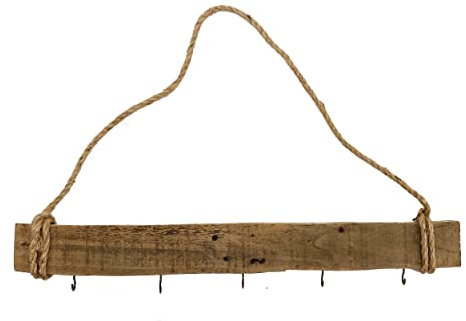 Knüllermarkt 33650 I Hängedeko Holzbrett mit 5 Haken I Natur Landhaus DIY Ideen Girlanden Frühjahrsdeko Deko