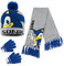 Sonic The Hedgehog Mütze Jungen Schal Handschuhe Set Kinder Wintermütze Set (4-15 Jahre, Blau/Grau 3 Stück)