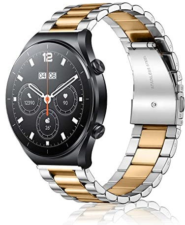 ToVioc 22mm Bracelet Compatible avec Xiaomi Redmi Watch 5 Active/Watch 5 Lite/ S4 Sport, Élégant et Gentleman Bracelet de Rechange Réglable en Acier Inoxydable for Amazfit Balance/Bip 5 - Argent Or