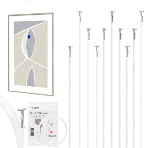 Place-it Seil aus Nylon für Bildaufhängung (10 stück) - (2 mm/250 cm) - Kombinieren Sie das Seil mit Gallerieschiene & Bilderhaken für einen Bildaufhänger für Schwere Bilder (5-15kg)