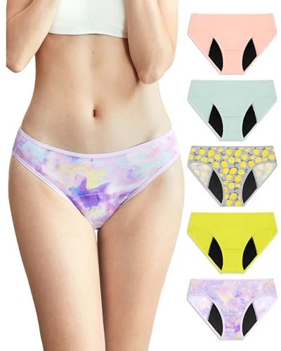 Neione Perioden Unterwäsche Mittlere Blutung Periodenunterschwäsche Menstruationsunterwäsche Periodenslip Damen Bikini Unterhosen 5er Pack Joyance M