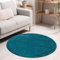 VIMODA Teppich rund Wohnzimmer Kurzflor Einfarbig für Schlafzimmer kinderzimmer weich Rund, Farbe:Blau, Size:200 cm Round