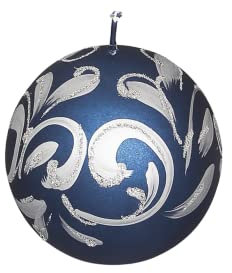 G Decor Florentino Silber Glitter Festliche Kugelkerzen blau Kugel Kerzen